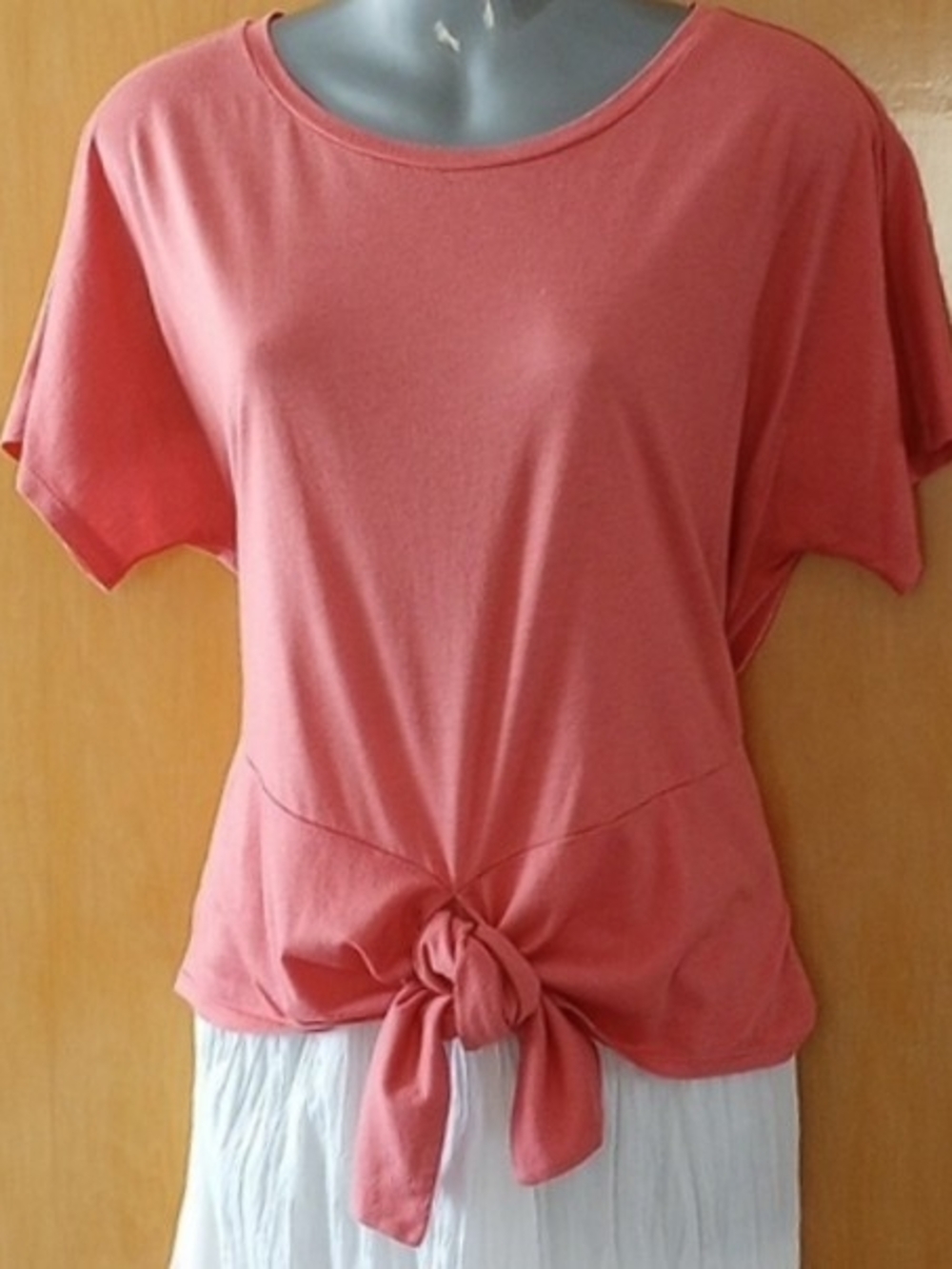 LOFT Coral Pink Twist-Front Crop Top